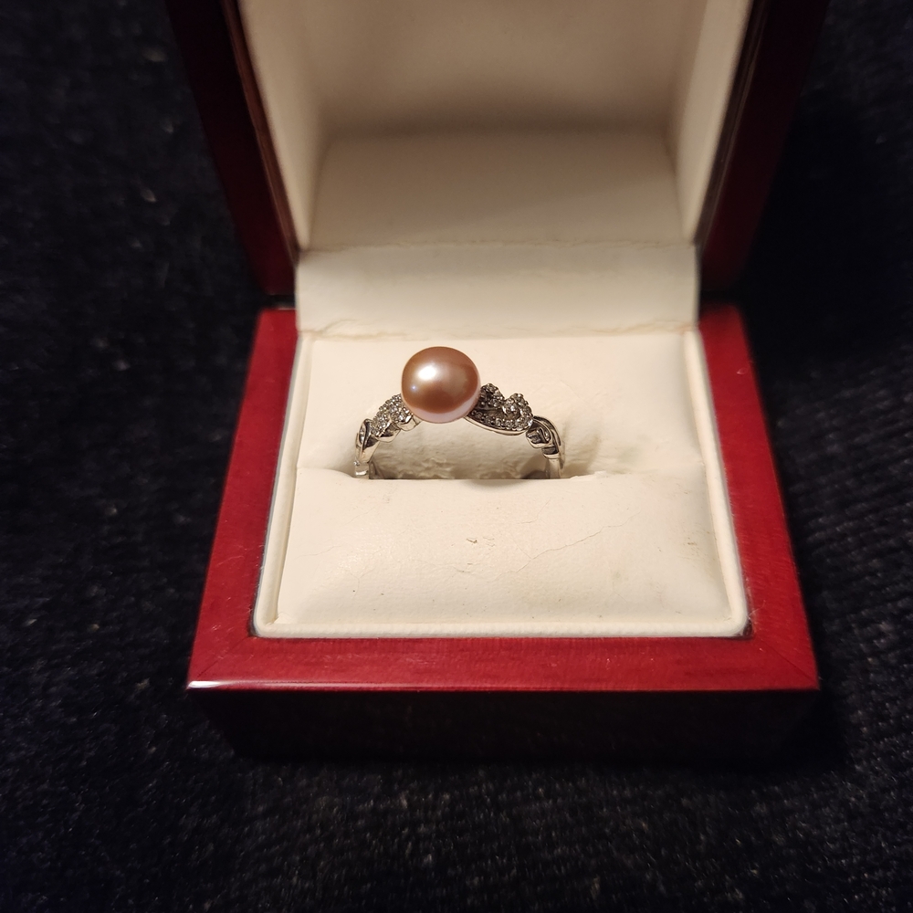 Vantel Pearls Pink Pearl Silver Ring